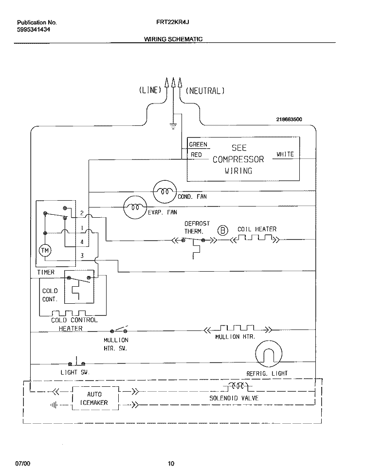WIRING SCHEMATIC Diagram and Parts List for FRT22KR4JQ0  Frigidaire Refrigerator