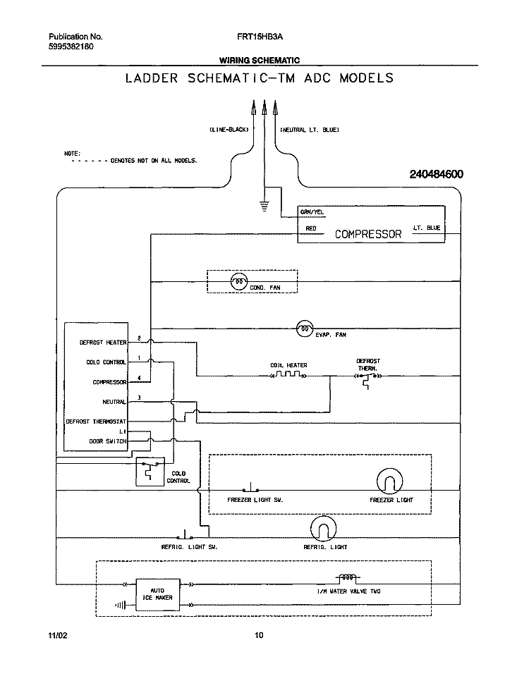 WIRING SCHEMATIC Diagram and Parts List for FRT15HB3AZ3  Frigidaire Refrigerator