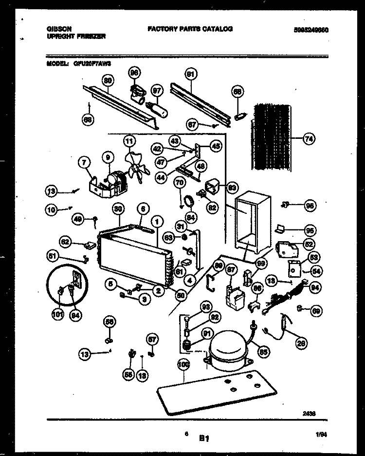 SYSTEM AND AUTOMATIC DEFROST PARTS Diagram and Parts List for GFU20F7AW3  Gibson Freezer