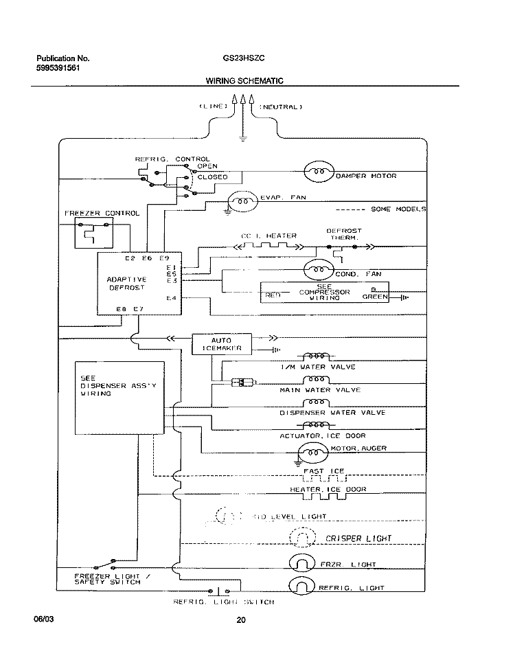 WIRING SCHEMATIC Diagram and Parts List for GS23HSZCC0  Frigidaire Refrigerator