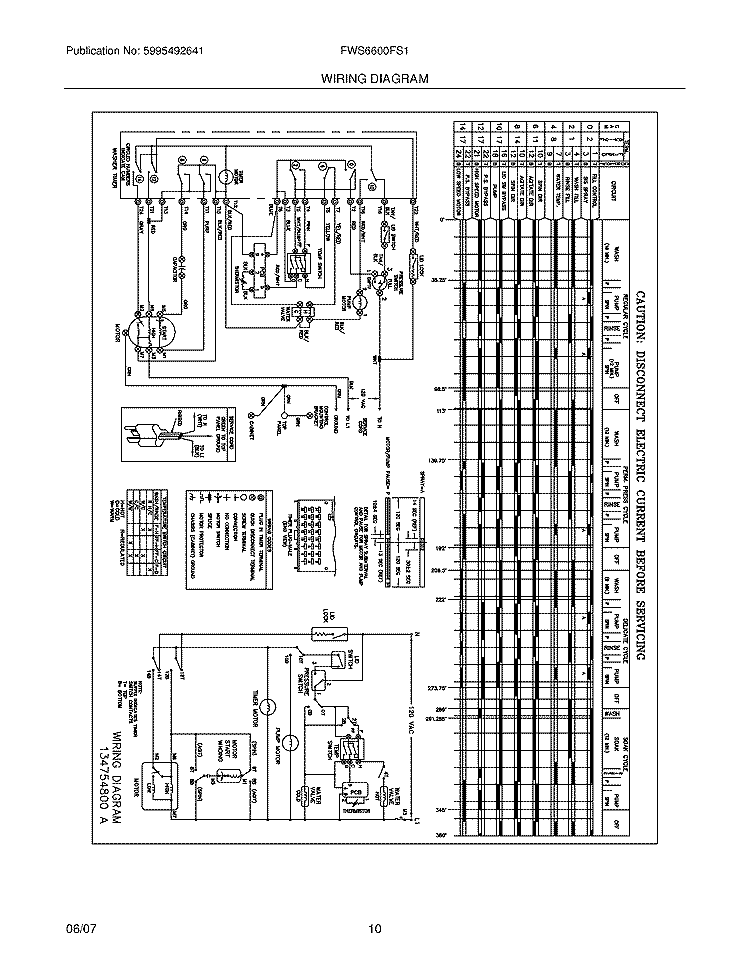 WIRING DIAGRAM Diagram and Parts List for FWS6600FS1  Frigidaire Washer