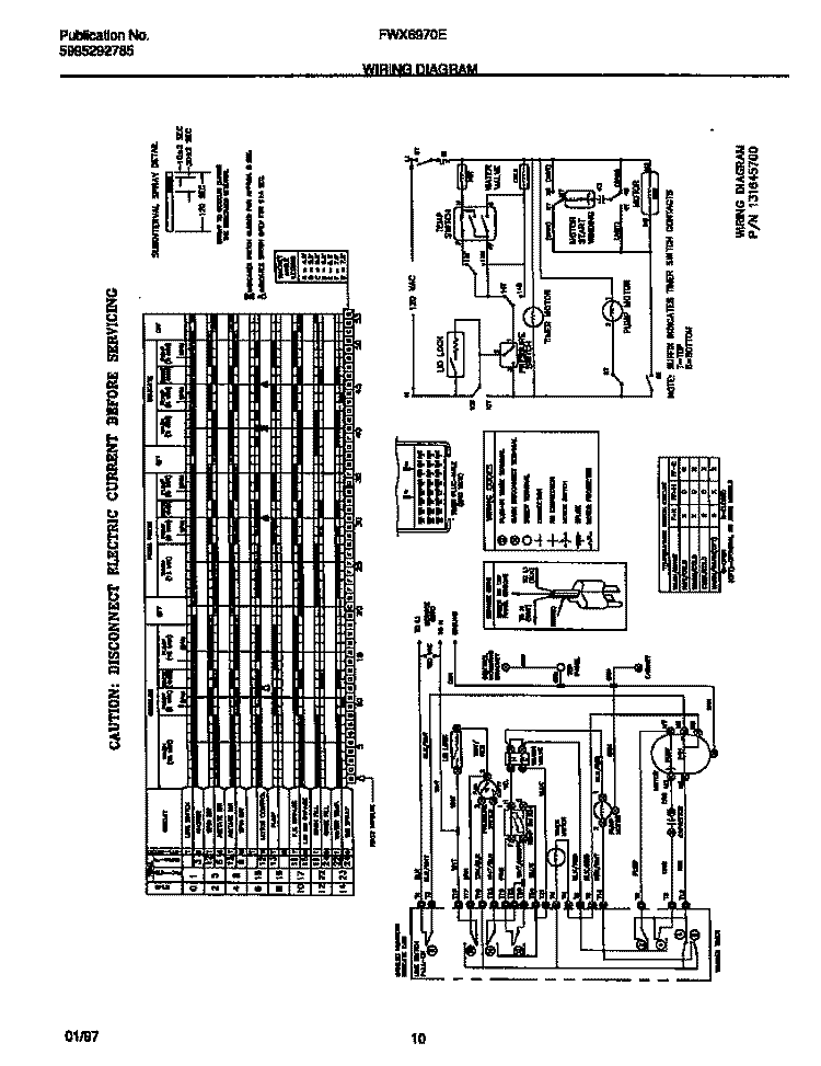 WIRING DIAGRAM Diagram and Parts List for FWX6970EW1  Frigidaire Washer