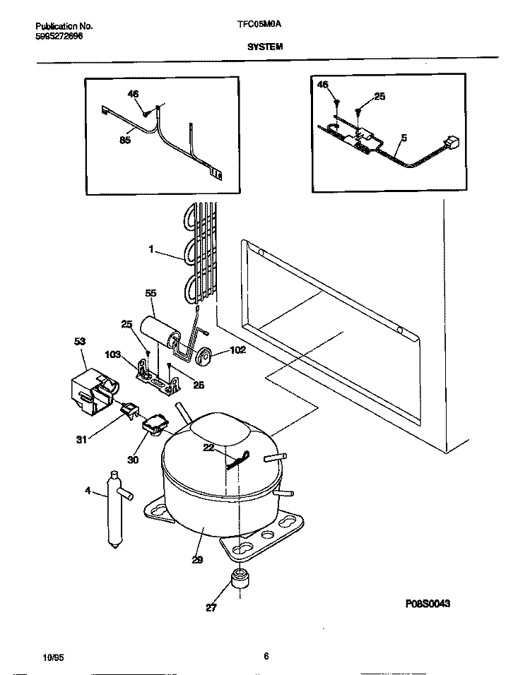 SYSTEM Diagram and Parts List for TFC05M0AW2  Tappan Freezer