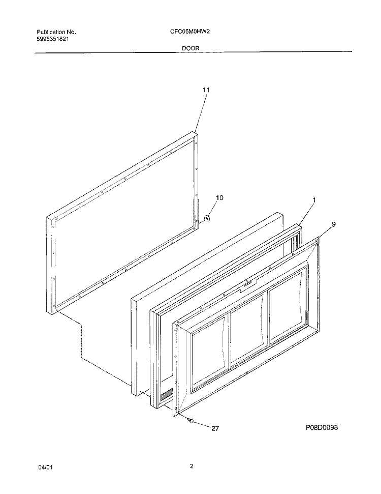 DOOR Diagram and Parts List for CFC05M0HW2  Uni Freezer