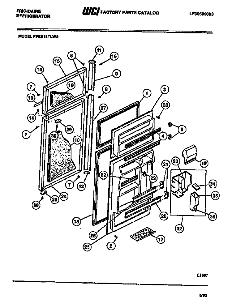 DOOR SECTION Diagram and Parts List for FPES18TLF2  Frigidaire Refrigerator