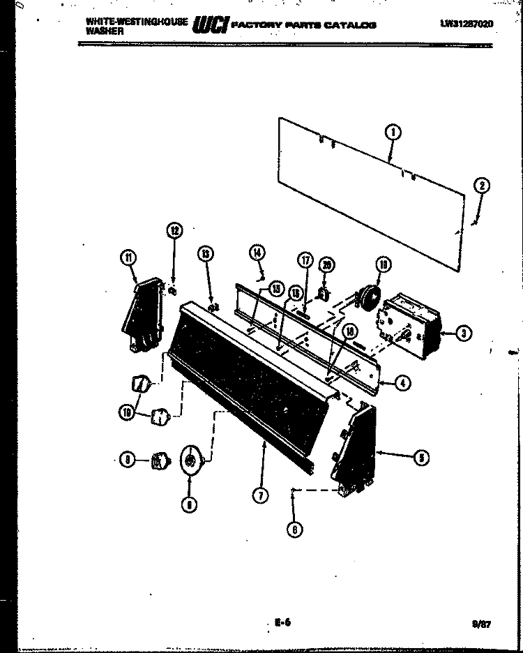 CONSOLE AND CONTROL PARTS Diagram and Parts List for LA400JXF4  Frigidaire Washer