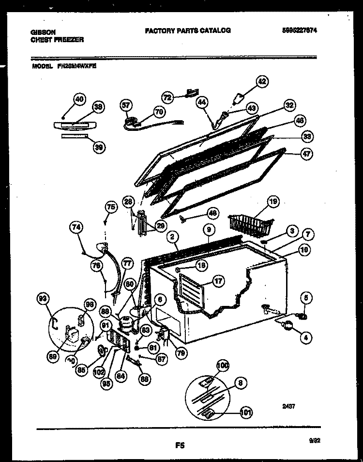 CHEST FREEZER PARTS Diagram and Parts List for FH20M4WXFE  Gibson Freezer