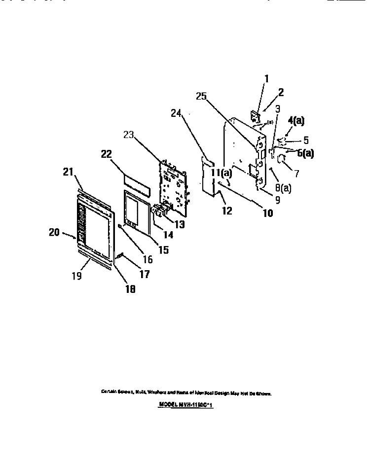 ELECTRICAL CONTROLS, PANEL, TRIM Diagram and Parts List for MVH1150C1  Frigidaire Microwave