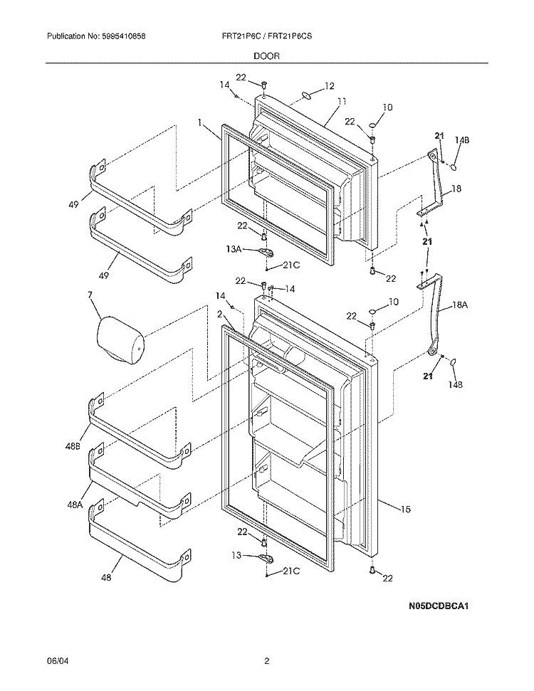 DOOR Diagram and Parts List for FRT21P6CQ3  Frigidaire Refrigerator