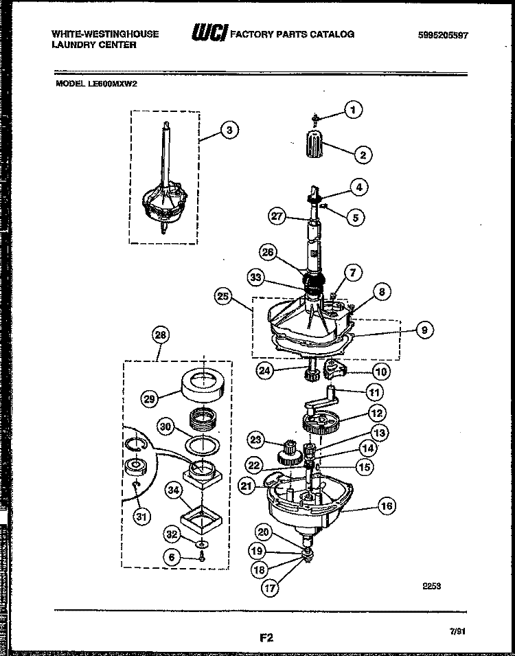 TRANSMISSION PARTS Diagram and Parts List for LE600MXD2  Frigidaire Washer Dryer Combo