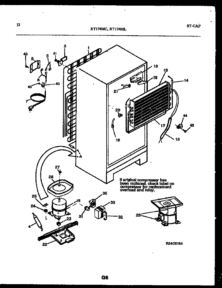 SYSTEM AND AUTOMATIC DEFROST PARTS Diagram and Parts List for RT174MLW1  Frigidaire Refrigerator