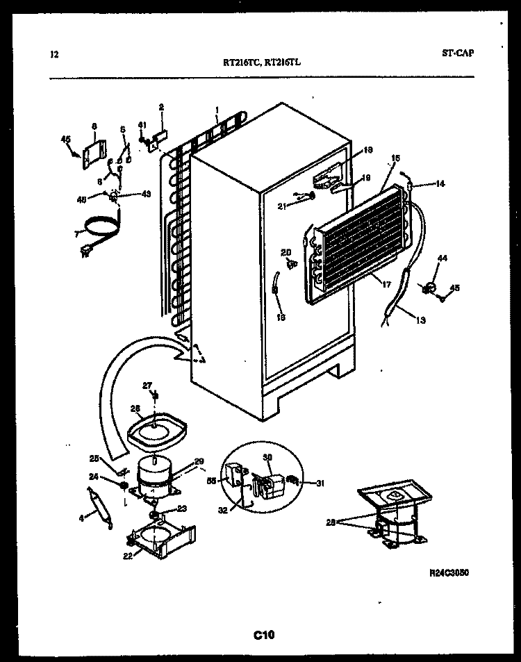 SYSTEM AND AUTOMATIC DEFROST PARTS Diagram and Parts List for RT216TLD0  Frigidaire Refrigerator