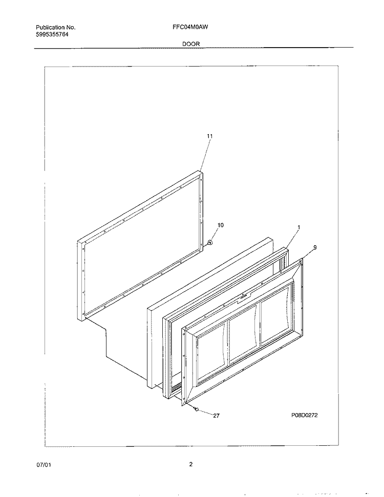 DOOR Diagram and Parts List for FFC04M0AW1  Frigidaire Freezer