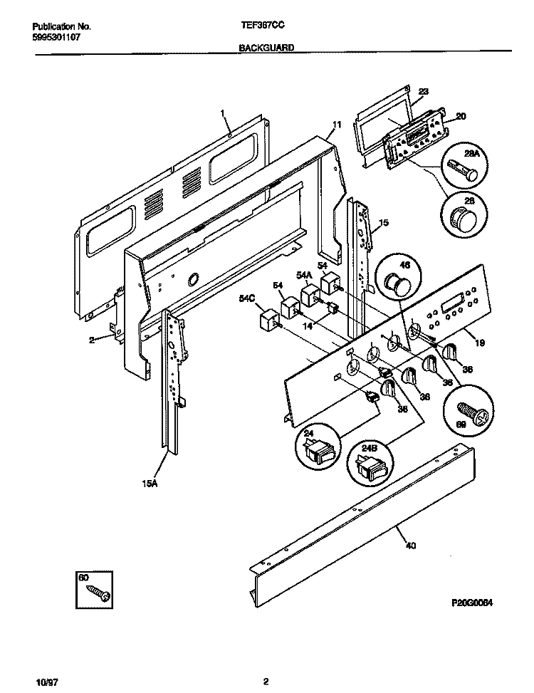 BACKGUARD Diagram and Parts List for TEF367CCSE  Tappan Range