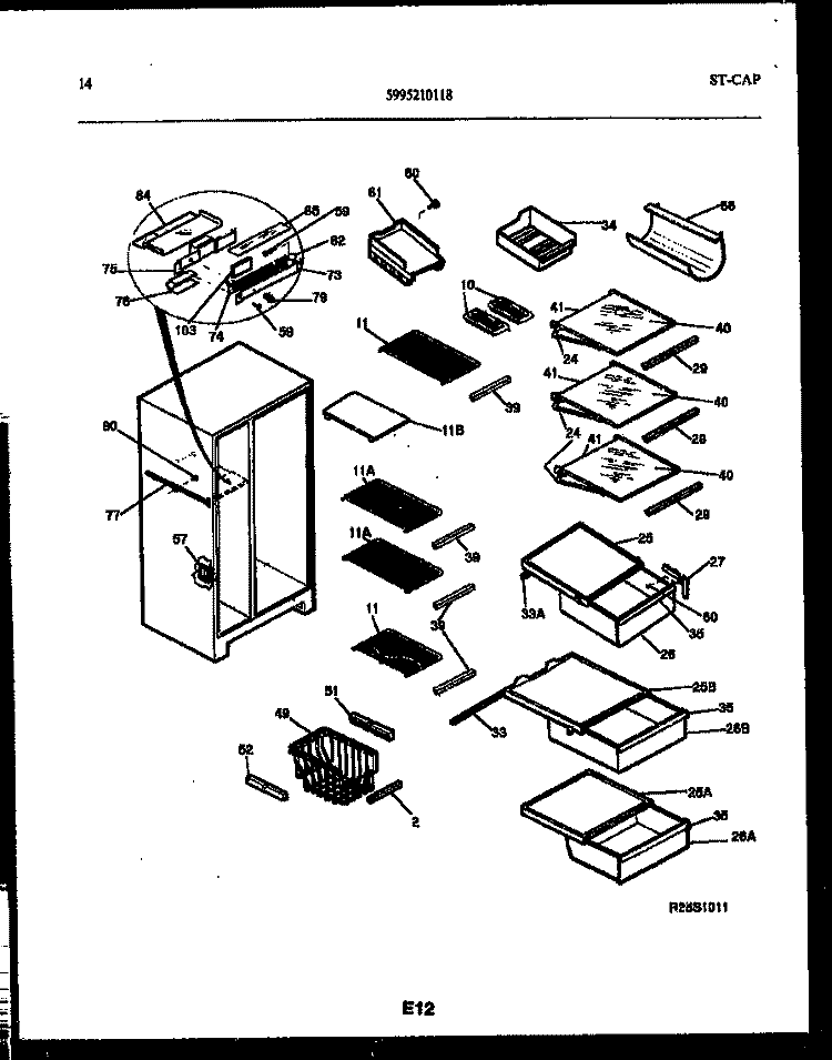 SHELVES AND SUPPORTS Diagram and Parts List for FPCE22V3PL0  Frigidaire Refrigerator