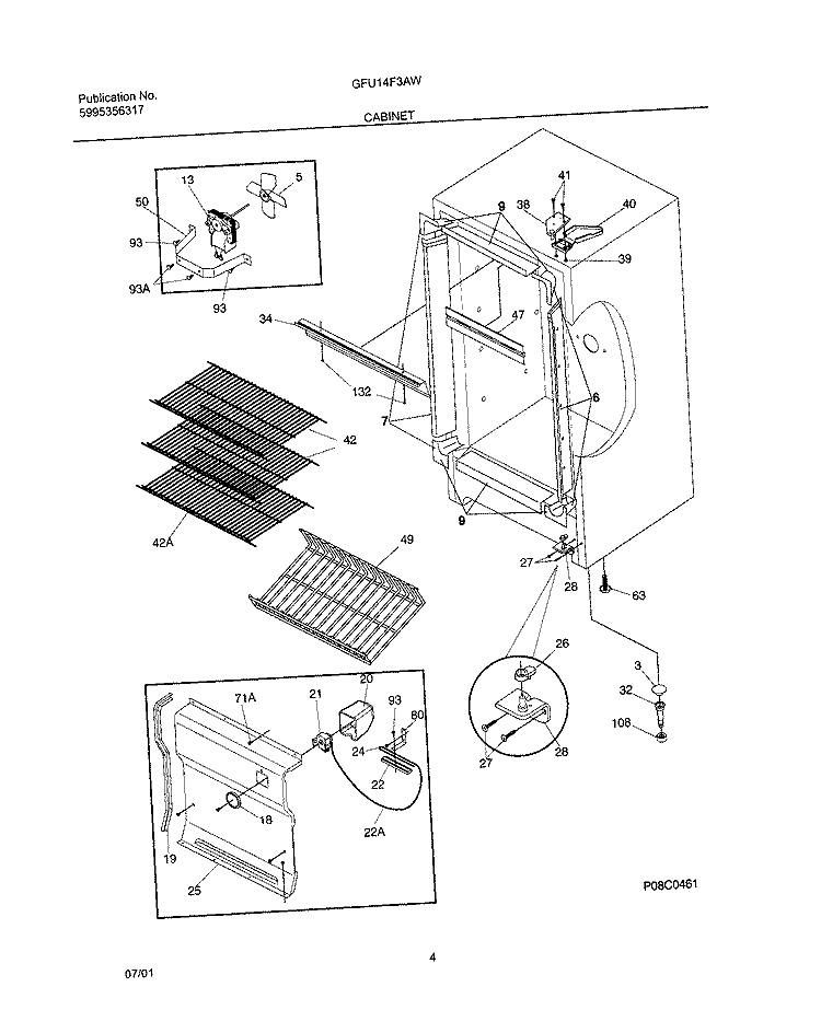CABINET Diagram and Parts List for GFU14F3AW0  Gibson Freezer