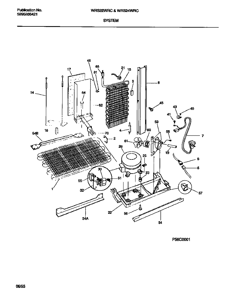 SYSTEM Diagram and Parts List for WRS22WRCD0  Frigidaire Refrigerator