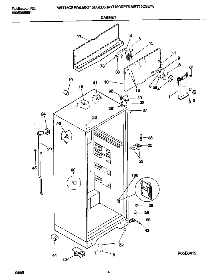 CABINET Diagram and Parts List for MRT15CSEW5  Uni Refrigerator
