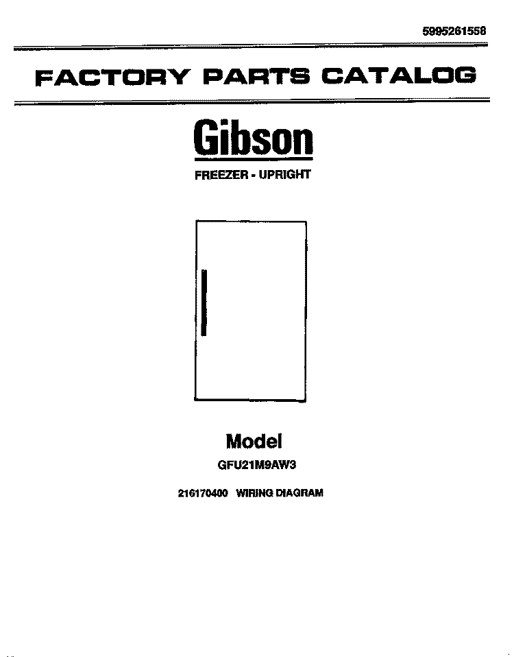 COVER Diagram and Parts List for GFU21M9AW4  Gibson Freezer