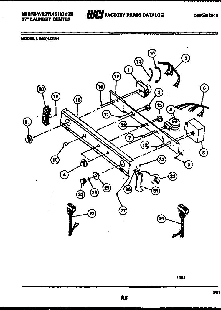 CONSOLE AND CONTROL PARTS Diagram and Parts List for LE400MXD1  Frigidaire Washer Dryer Combo