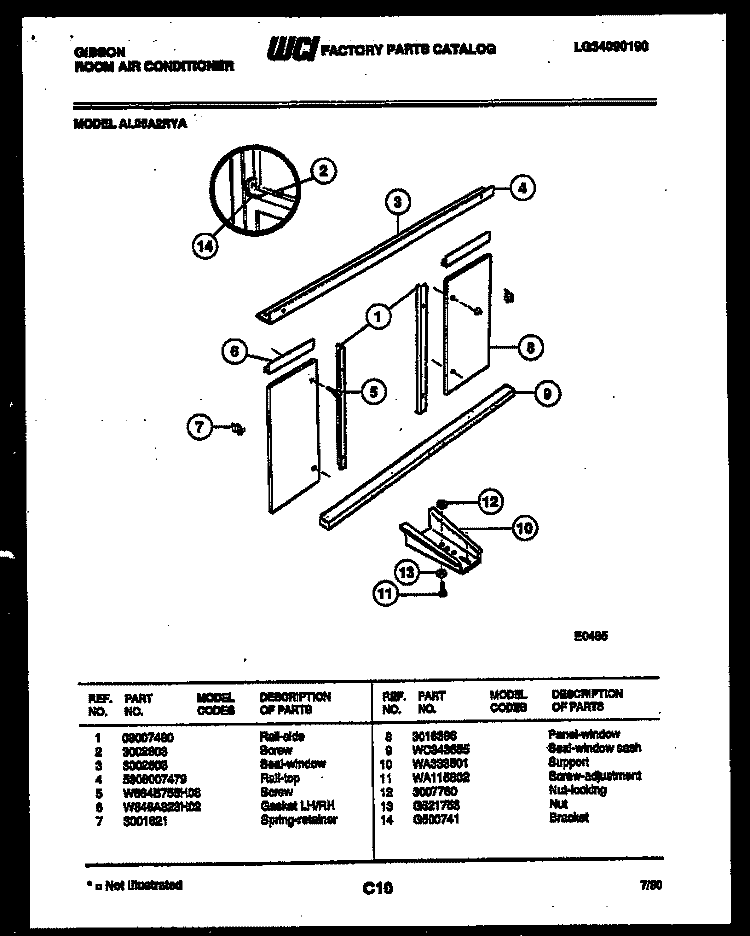 INSTALLATION PARTS Diagram and Parts List for AL05A2RYA  Gibson Air Conditioner