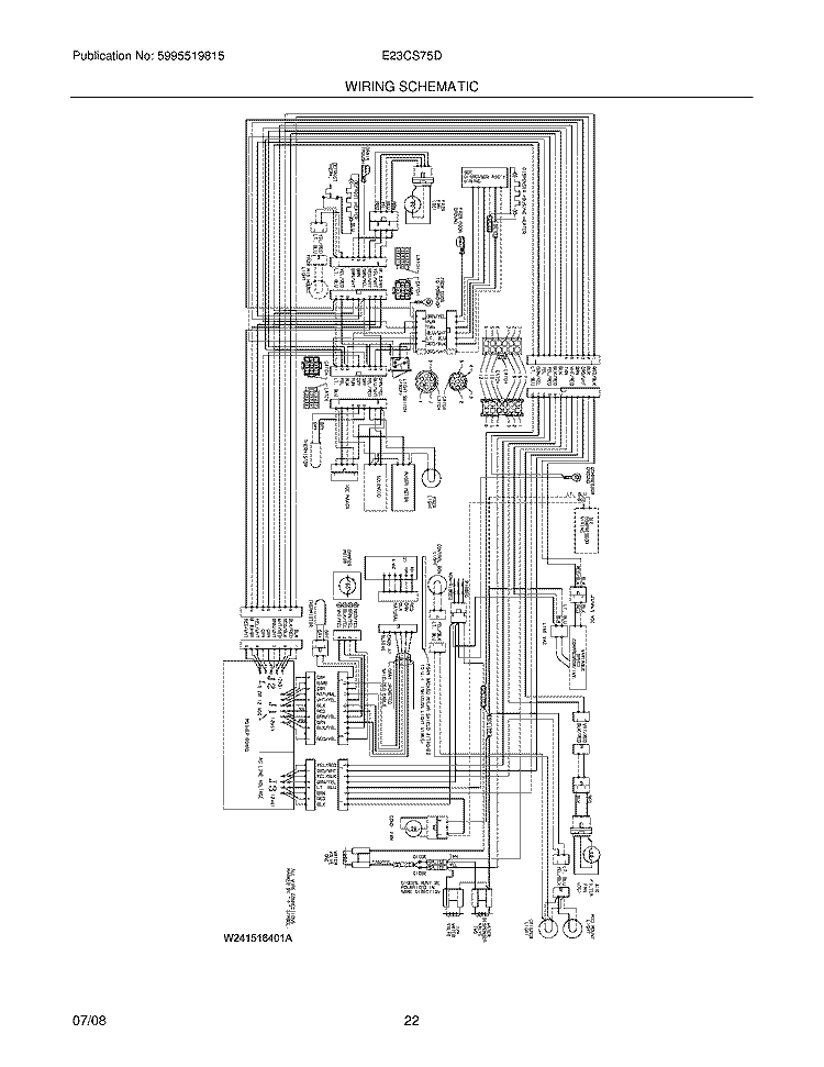 WIRING SCHEMATIC Diagram and Parts List for E23CS75DSSH  Electrolux Refrigerator