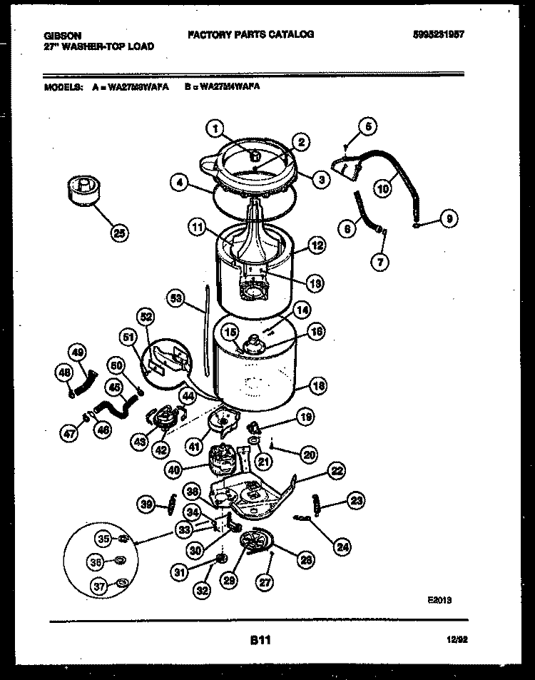 TUB DETAIL Diagram and Parts List for WA27M8WAFA  Gibson Washer