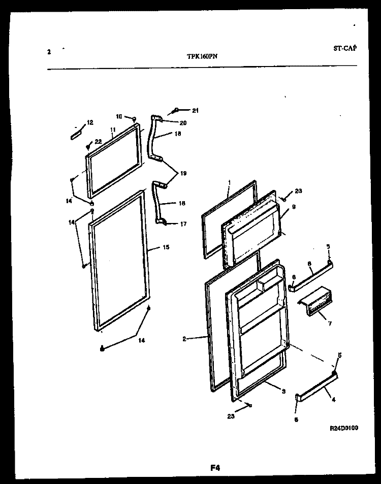 DOOR PARTS Diagram and Parts List for TPK160PN3W  Kelvinator Refrigerator