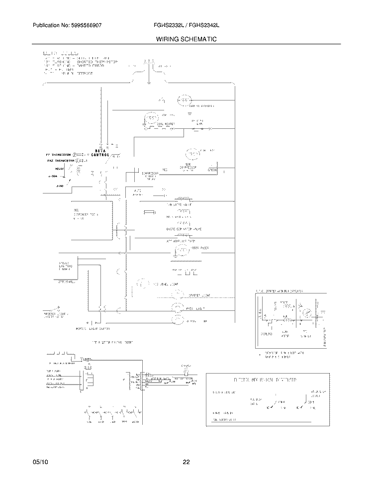 WIRING SCHEMATIC Diagram and Parts List for FGHS2332LE0  Frigidaire Refrigerator