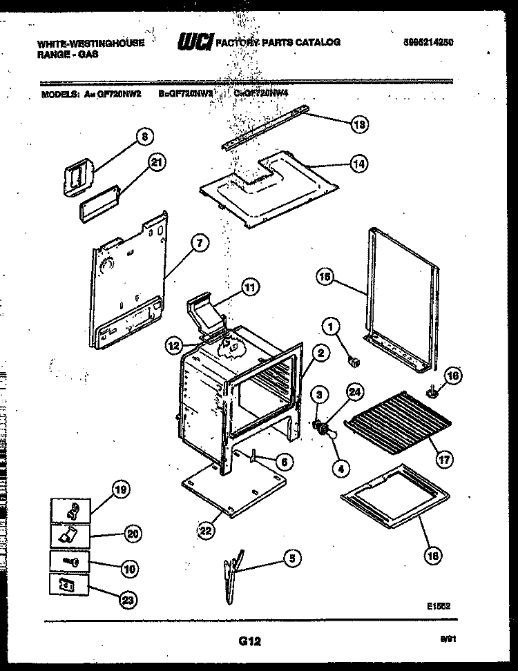 BODY PARTS Diagram and Parts List for GF720NW3  Frigidaire Range