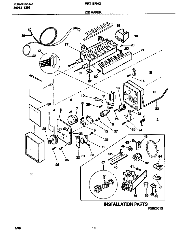 ICEMAKER Diagram and Parts List for MRT18FNGD1  Frigidaire Refrigerator