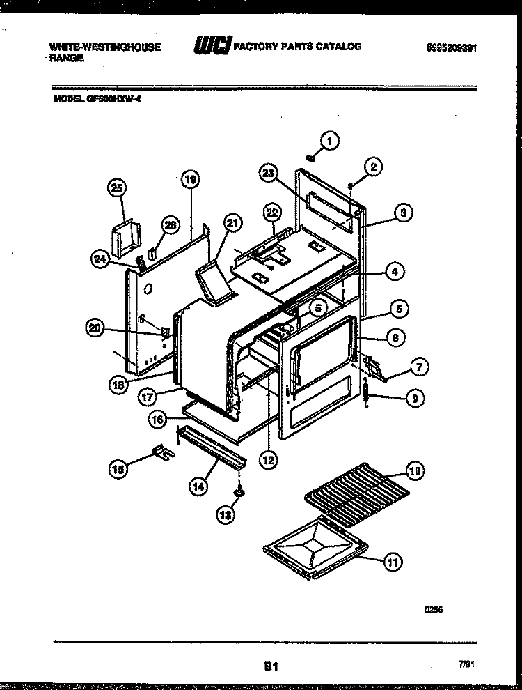 BODY PARTS Diagram and Parts List for GF600HXW4  Frigidaire Range
