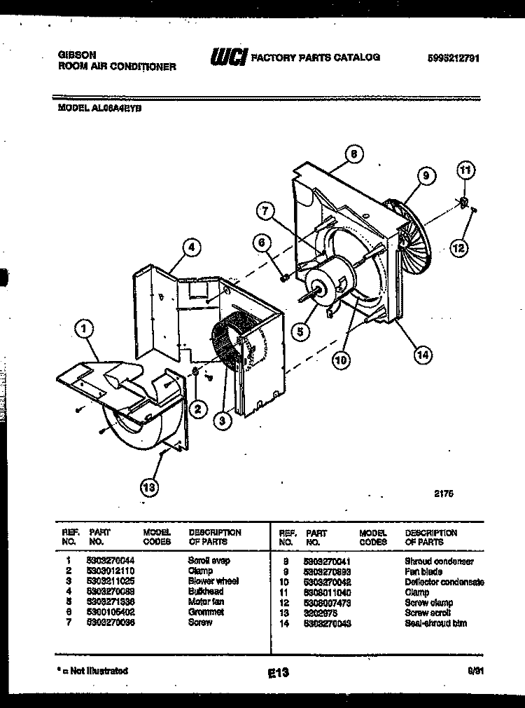 AIR HANDLING PARTS Diagram and Parts List for AL06A4EYB  Gibson Air Conditioner