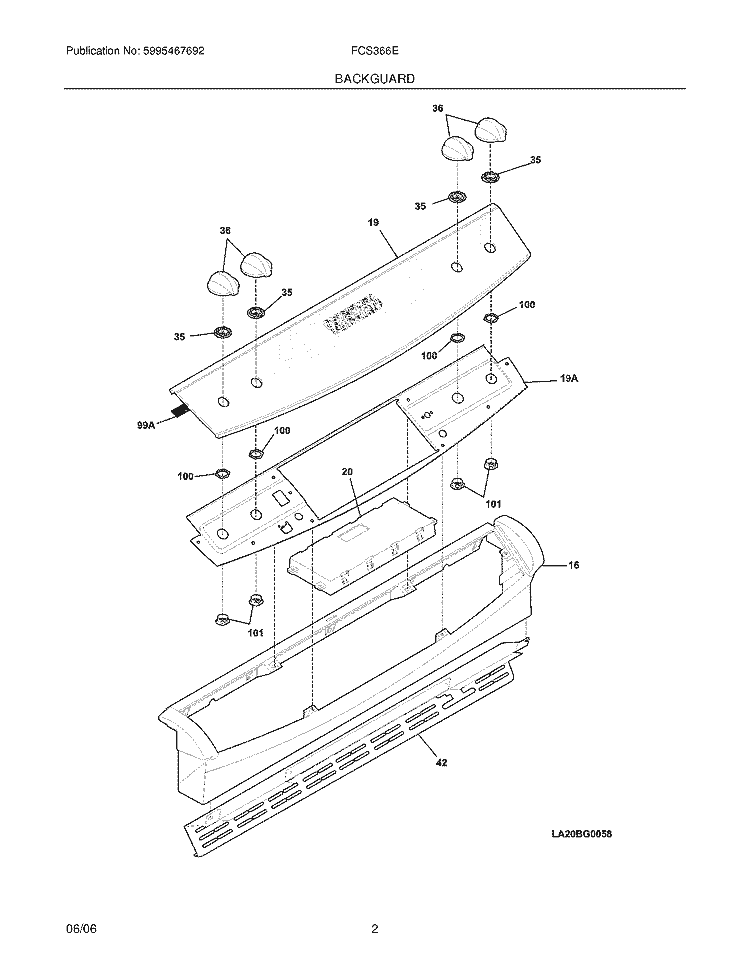 BACKGUARD Diagram and Parts List for FCS366ESC  Frigidaire Range