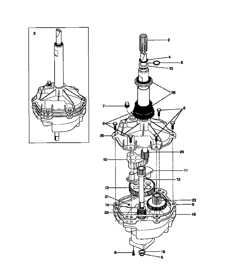 TRANSMISSION Diagram and Parts List for FWS645RBS1  Frigidaire Washer
