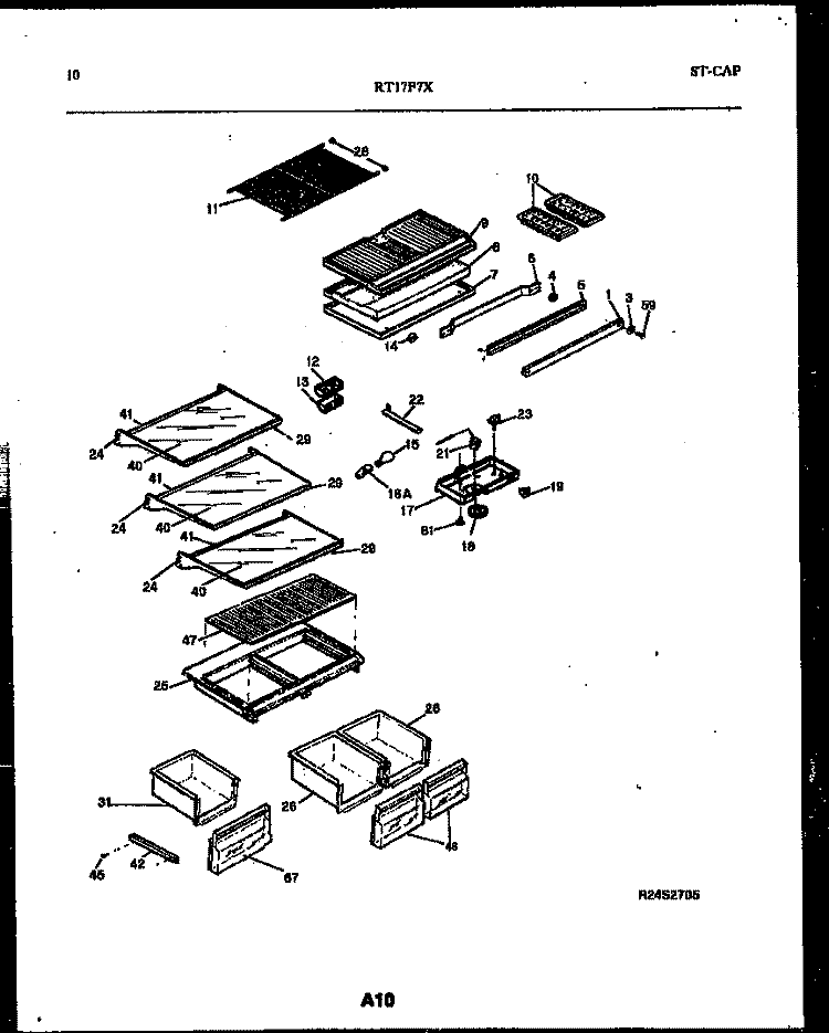 SHELVES AND SUPPORTS Diagram and Parts List for RT17F7YX4B  Gibson Refrigerator