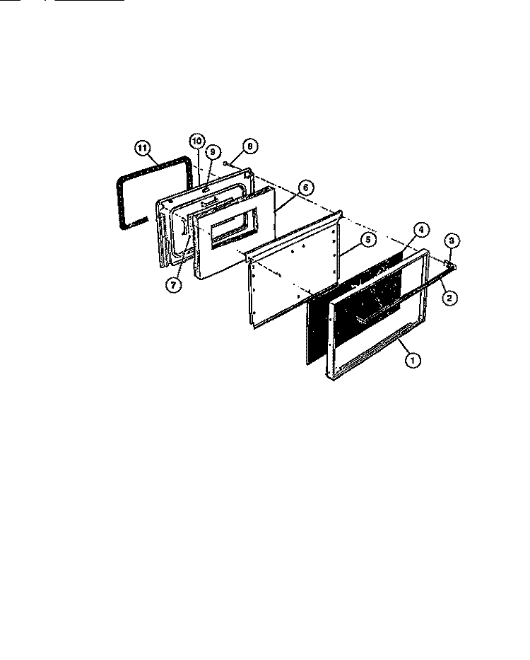 OVEN DOOR Diagram and Parts List for CGC4M6DXE  Gibson Range
