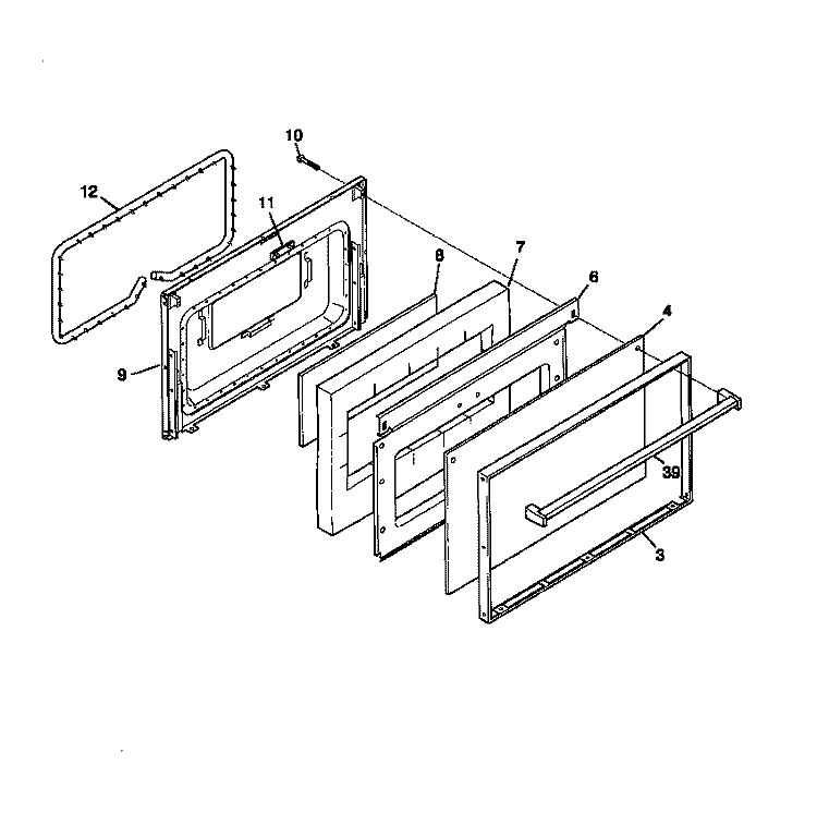DOOR Diagram and Parts List for TEF324BCDA  Tappan Range