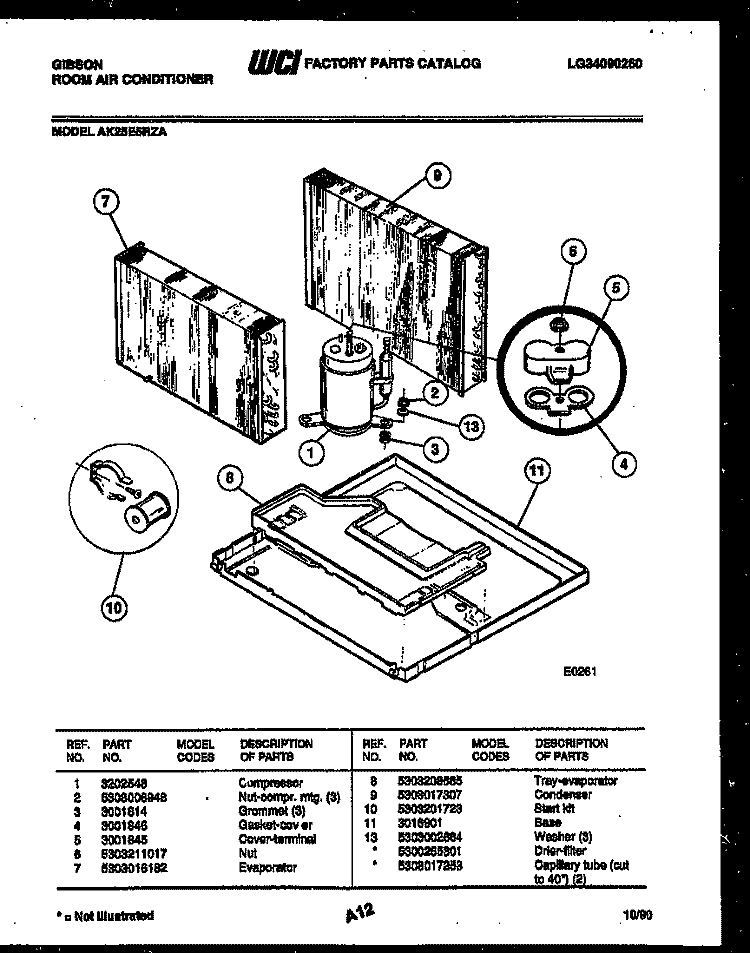 SYSTEM PARTS Diagram and Parts List for AK25E5RZA  Gibson Air Conditioner
