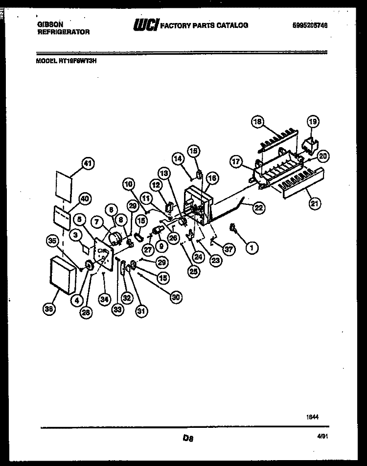ICE MAKER PARTS Diagram and Parts List for RT19F8WT3H  Gibson Refrigerator