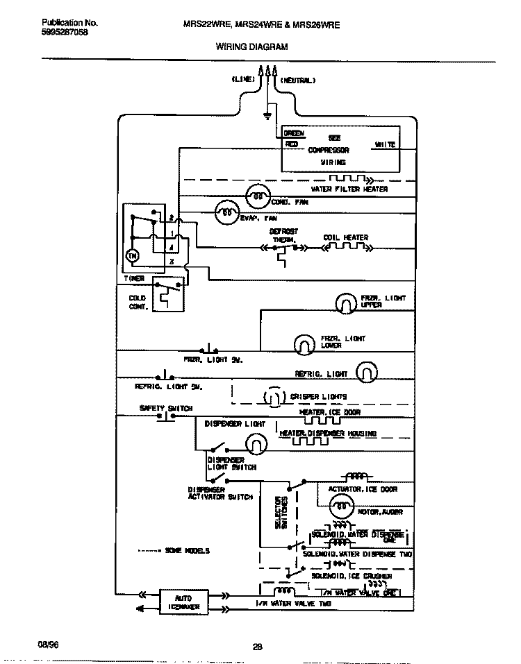 WIRING DIAGRAM Diagram and Parts List for MRS24WRED1  Frigidaire Refrigerator