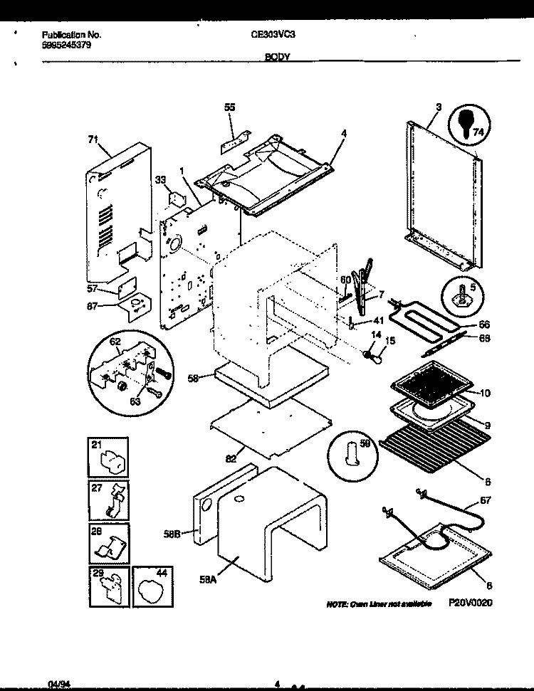 BODY PARTS Diagram and Parts List for CE303VC3W1  Frigidaire Range