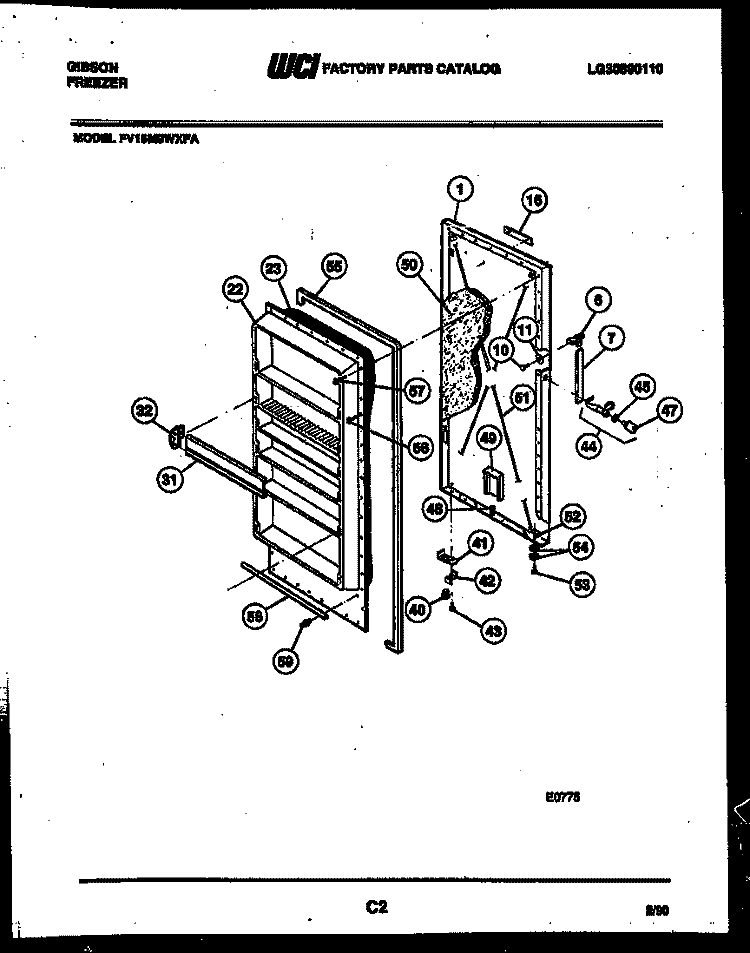 DOOR PARTS Diagram and Parts List for FV16M9WXFA  Gibson Freezer