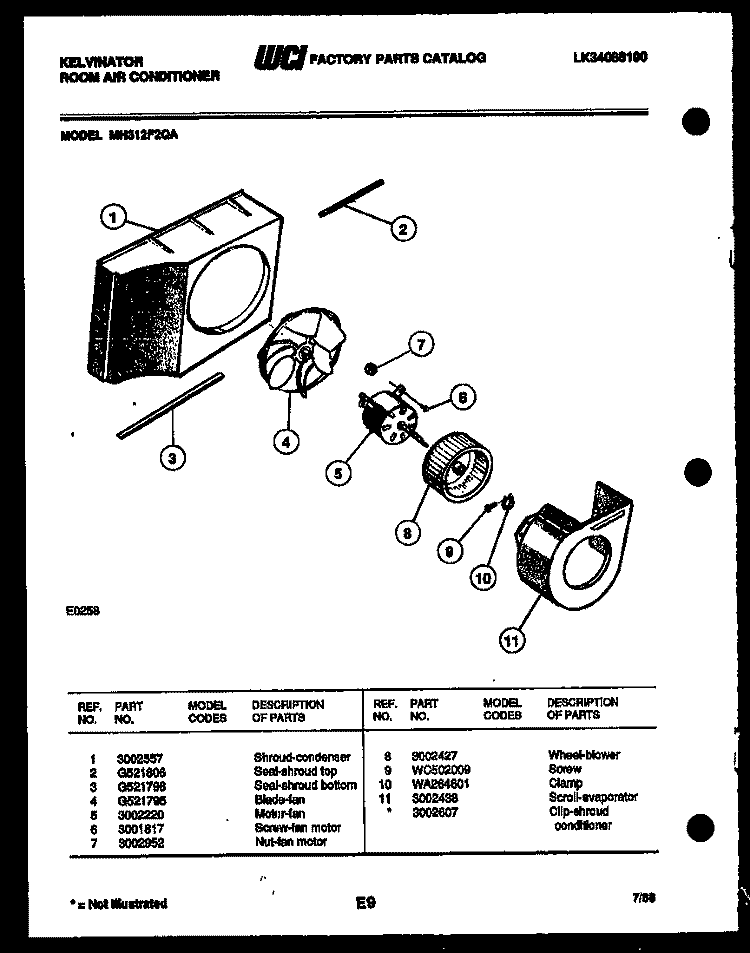 AIR HANDLING PARTS Diagram and Parts List for MH312F2QA  Kelvinator Air Conditioner
