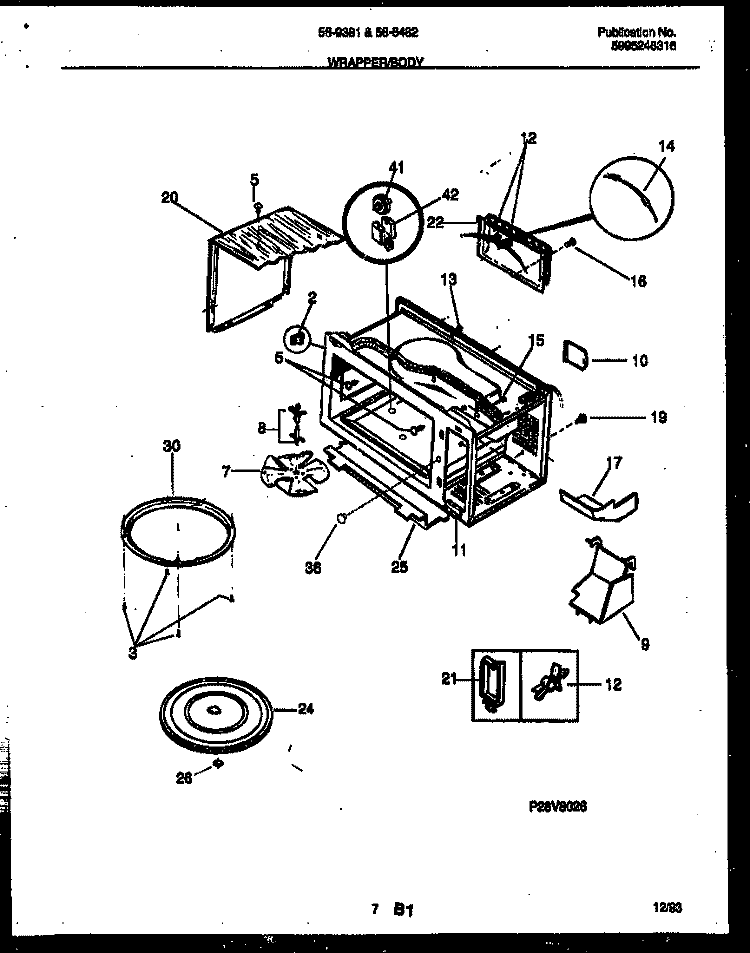 WRAPPER AND BODY PARTS Diagram and Parts List for 56-8482-10-02  Tappan Microwave