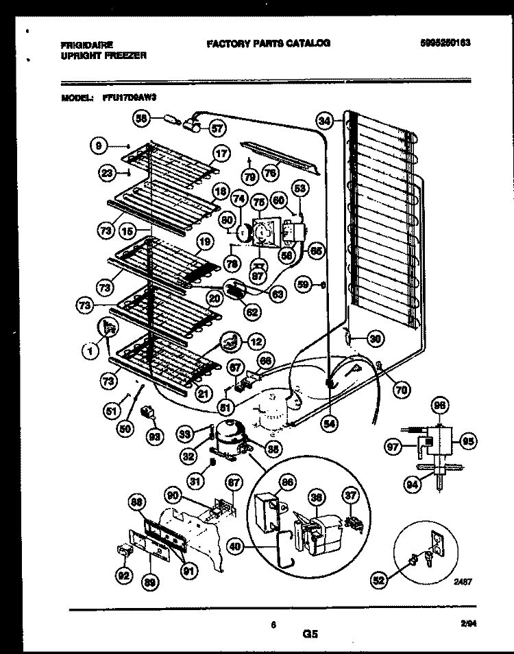 SYSTEM AND ELECTRICAL PARTS Diagram and Parts List for FFU17D9AW3  Frigidaire Freezer