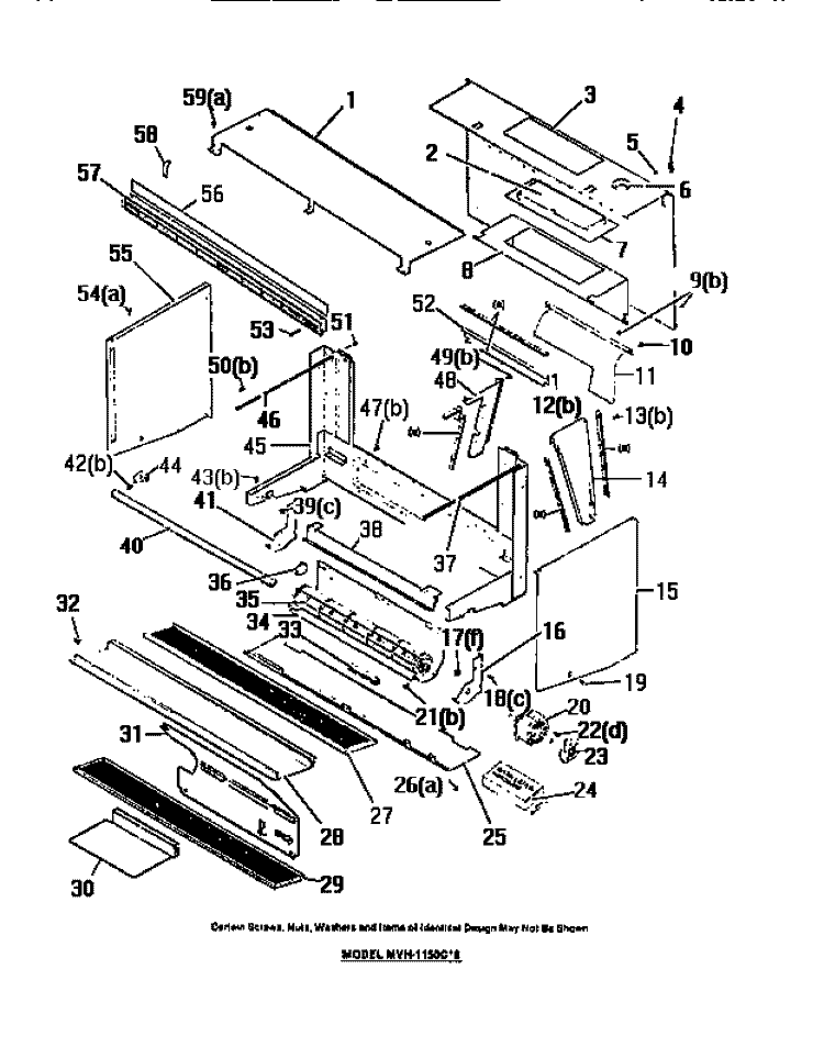 OVEN VENT HOOD, BLOWER MOTOR, AIR F Diagram and Parts List for MVH1150C0  Frigidaire Microwave