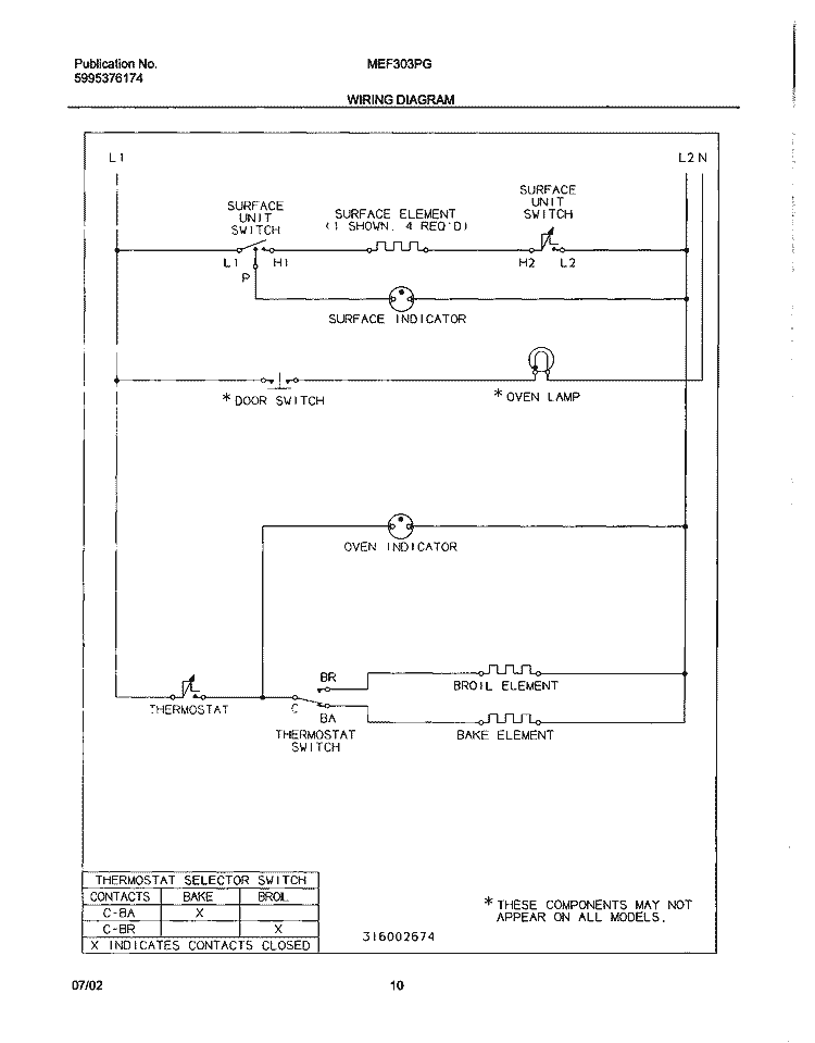 WIRING DIAGRAM Diagram and Parts List for MEF303PGWD  Uni Range