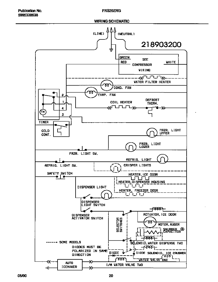 WIRING DIAGRAM Diagram and Parts List for FRS20ZRGB7  Frigidaire Refrigerator