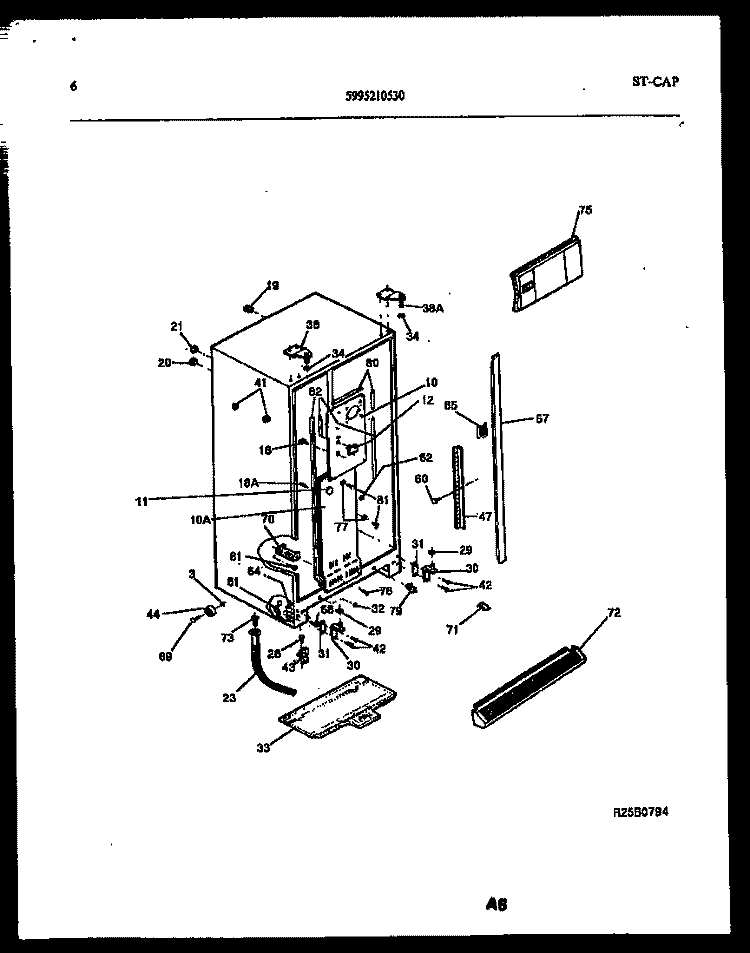 CABINET PARTS Diagram and Parts List for FSK190JN1D  Kelvinator Refrigerator